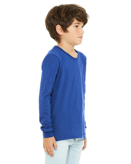 BELLA + CANVAS Youth Jersey Long Sleeve T-shirt in Heather Deep Teal