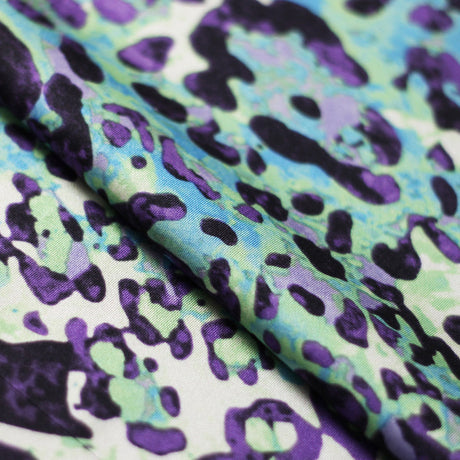 Feline Deco Polyester Spandex Fabric - Leopard Print, Pink/Orange/Turquoise, 58/60" Width (1 Yard)