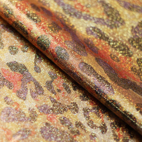 Feline Deco Polyester Spandex Fabric - Leopard Print, Pink/Orange/Turquoise, 58/60" Width (1 Yard)