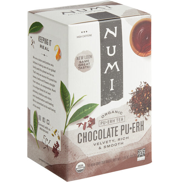 Numi Organic Chocolate Pu-Erh Tea Bags - 16/Box