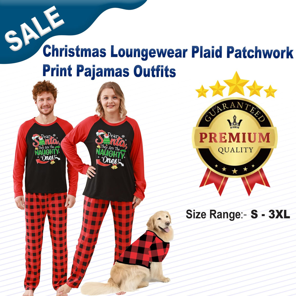 Christmas Loungewear Plaid Patchwork Print Pajamas Outfits