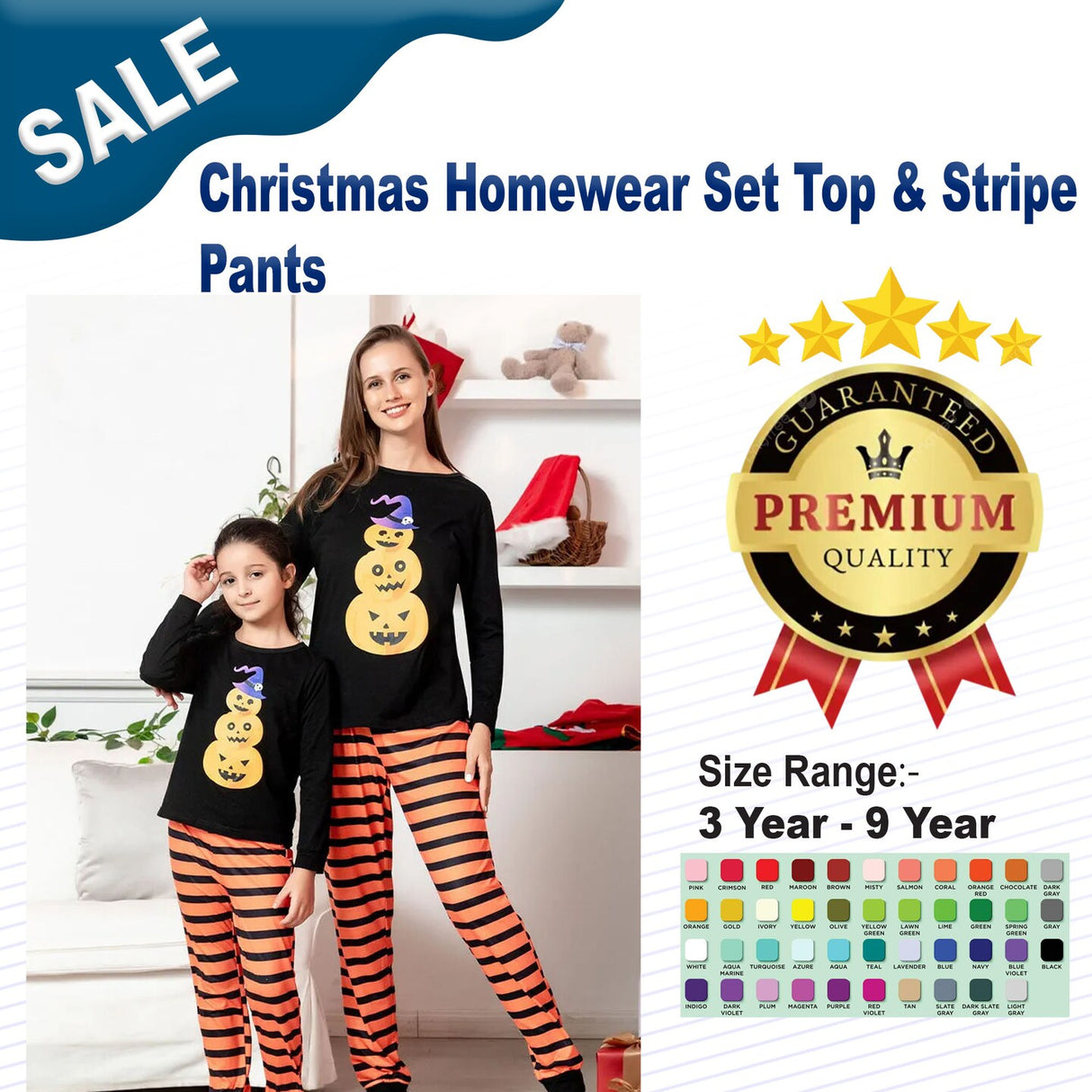 Christmas Homewear Set Top & Stripe Pants