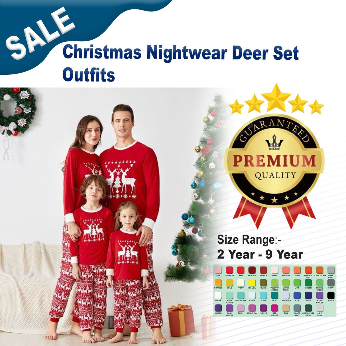 Christmas Nightwear Deer Set Outfits