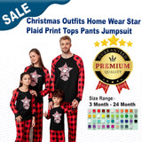 Christmas Outfits Home Wear Star Plaid Print Tops Pants Jumpsuit