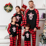 Christmas Outfits Home Wear Star Plaid Print Tops Pants Jumpsuit