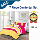 Yellow & Pink Boho Embroidery 7 Pieces Comforter Set