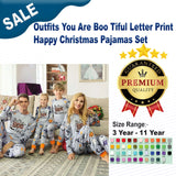 Outfits You Are Boo Tiful Letter Print Happy Christmas Pajamas Set