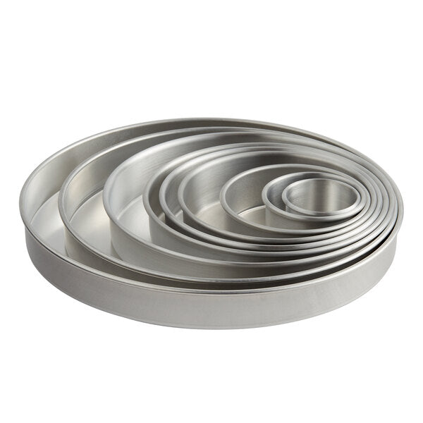 Round Straight-Sided Aluminum Cake Pans - 3" high - Choose Diameter from 3" to 16"