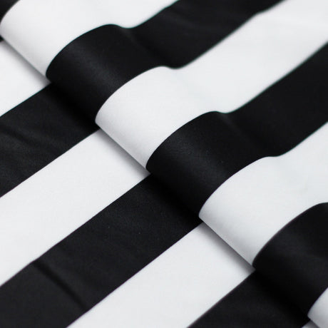 Classic Tricot Stripes Polyester Spandex Fabric - Wide Stripe Print, Black/White, Navy/White, Red/White, Turquoise/White, 58/60" Width (1 Yard)