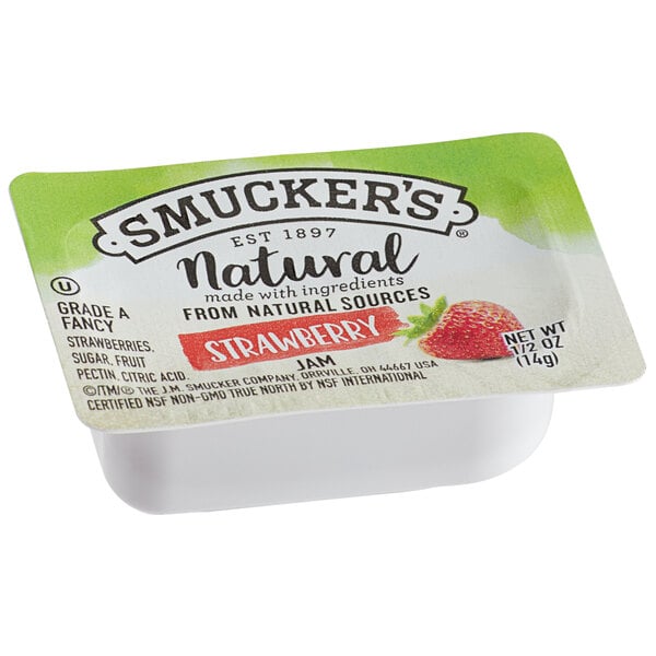 Smucker's Natural Strawberry Jam .5 oz. Portion Cup - 200/Case