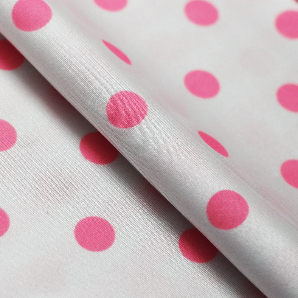 Candy Dots And Stripes Polyester Spandex Fabric - Pastel Pink, Aqua And White, Polka Dots And Stripes, 58/60" Width (1 Yard)