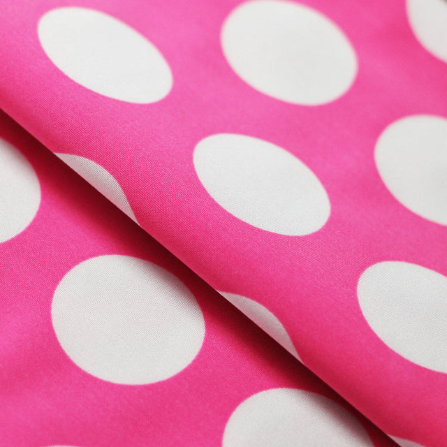 Dot Daze Shiny Tricot Polyester Spandex Fabric - Large Polka Dots, Black/White Or Pink/White, 58/60" Width (1 Yard)