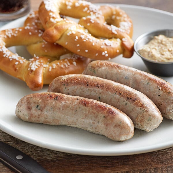 Warrington Farm Meats 7" Weisswurst Sausage 1 lb. - 10/Case