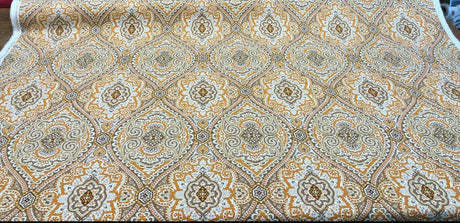 Purana Damask Linen Rayon Fabric - Burnt Orange Butternut Damask, 54" Width (1 Yard)