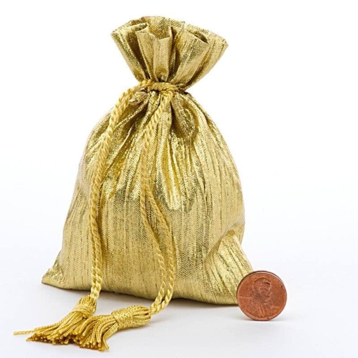 Sparkling Crinkled Metallic Fabric Bags 3 1/2 '' x 5 ''