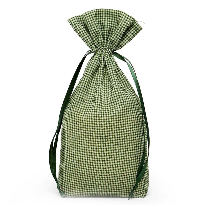 Gingham Cotton Bag 5 5/8" x 1 5/8" x 10 3/8"