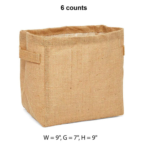 Burlap/Canvas Storage Baskets 9 '' X 7 '' X 9 '' Natural Burlap