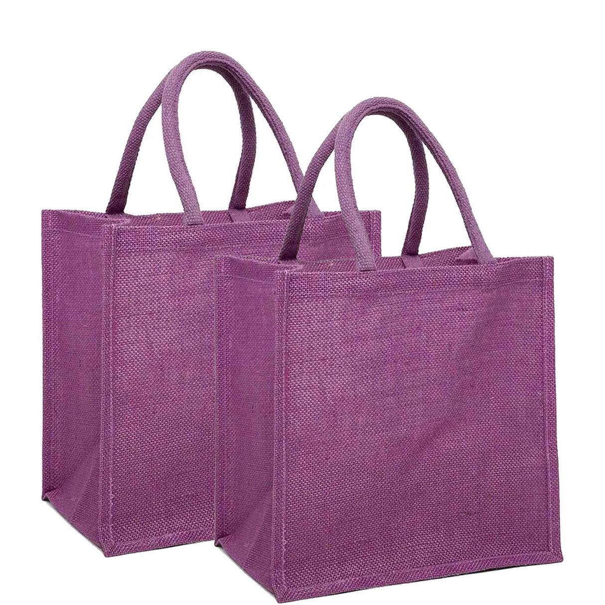 Jute Shopping Bags - Laminated Interior 11 7/8 '' X 7 7/8 '' X 11 7/8 '' Lavender