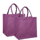 Jute Shopping Bags - Laminated Interior 11 7/8 '' X 7 7/8 '' X 11 7/8 '' Lavender