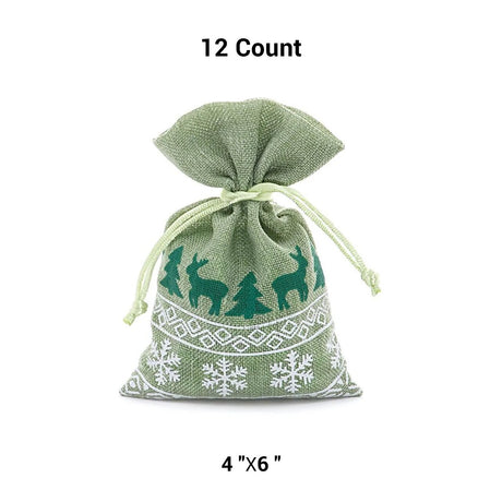 Faux Linen Christmas Bags Ideal 4” x 6” for Small Gifts