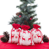 White & Red Christmas Deer Fabric Bag 6” x 8” Holiday Packaging