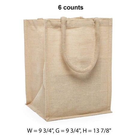 Natural Jute Shopping Bags 9 3/4 '' X 9 3/4 '' X 13 7/8 '' Fine Weave Medium