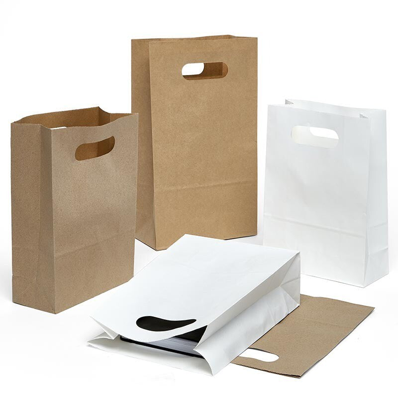 11" x 6" x 11" Die-Cut Handle Paper Bags Economy