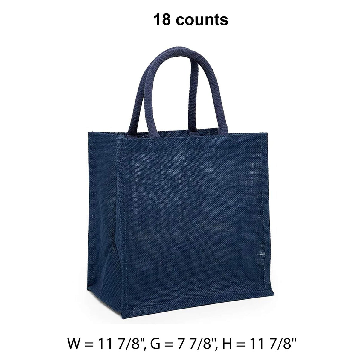 Jute Shopping Bags - Laminated Interior 11 7/8 '' X 7 7/8 '' X 11 7/8 '' Navy