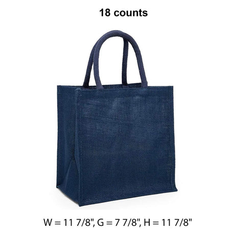 Jute Shopping Bags - Laminated Interior 11 7/8 '' X 7 7/8 '' X 11 7/8 '' Navy