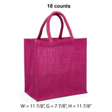 Jute Shopping Bags - Laminated Interior 11 7/8 '' X 7 7/8 '' X 11 7/8 '' Hot Pink