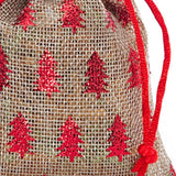Christmas Tree Fabric Bag 8” x 10” Metallic Holiday Design