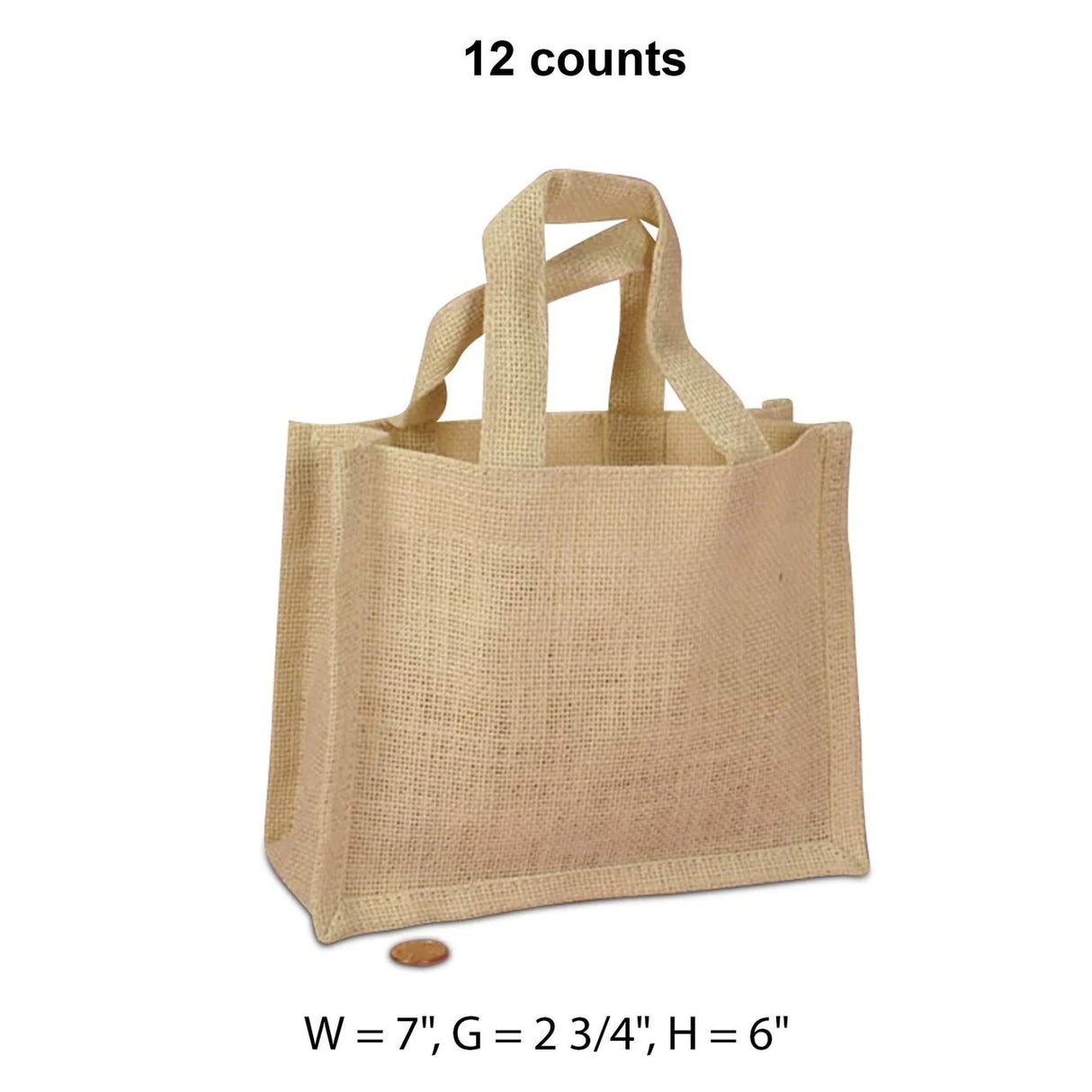 Small Jute Handle Bags - Trimmed Bottom 7 '' X 2 3/4 '' X 6 ''