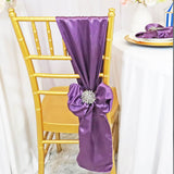 10 Pieces Wisteria Satin Chair Bands, 8"x108" Smooth Elegant Event Sashes
