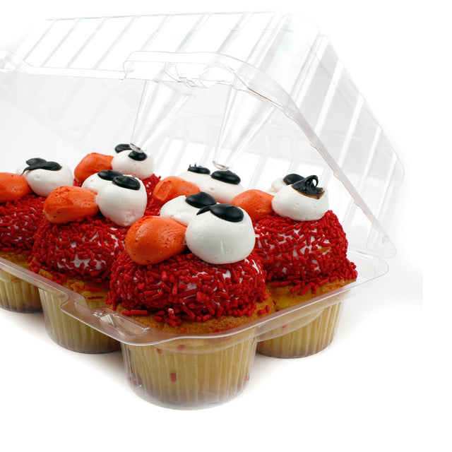 Hinged Clear Plastic Container for 6 Muffins, Case of 350