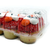 Hinged Clear Plastic Container for 6 Muffins, Pack of 5