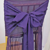 1 Piece Eggplant Sheer Chiffon Chair Back Scarf for Chiavari Flowy Elegance with Sash