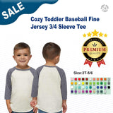 RADYAN® Cozy Toddler Baseball Fine Jersey 3/4 Sleeve Tee - 3330
