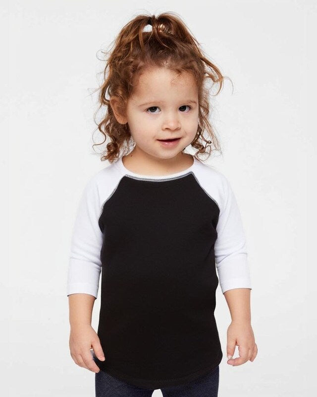 RADYAN® Soft Toddler Baseball Jersey 3/4 Sleeve Tee