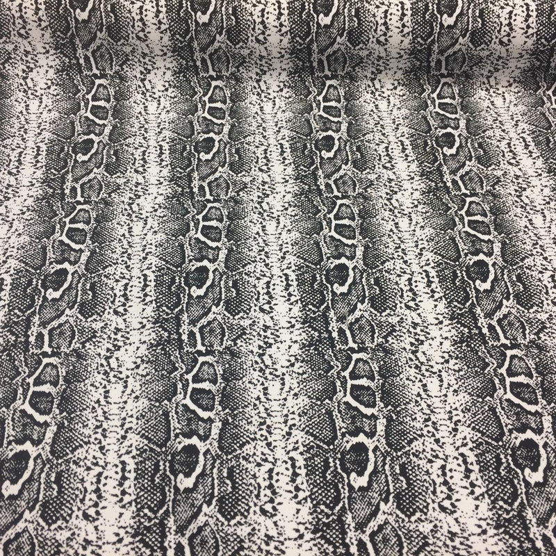 Black White Snake Skin Design Cotton Stretch Fabric - Black/White Snake Skin, 51" Width (1 Yard)