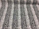 Black White Snake Skin Design Cotton Stretch Fabric - Black/White Snake Skin, 51" Width (1 Yard)