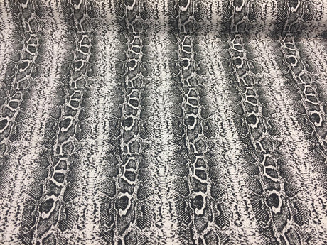 Black White Snake Skin Design Cotton Stretch Fabric - Black/White Snake Skin, 51" Width (1 Yard)