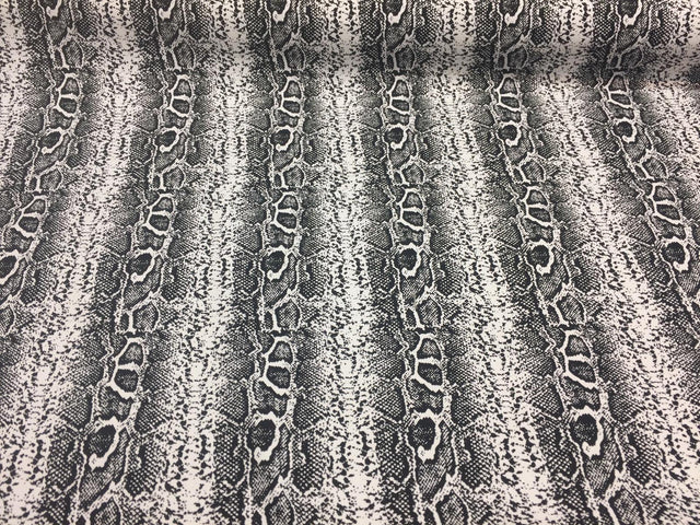 Black White Snake Skin Design Cotton Stretch Fabric - Black/White Snake Skin, 51" Width (1 Yard)