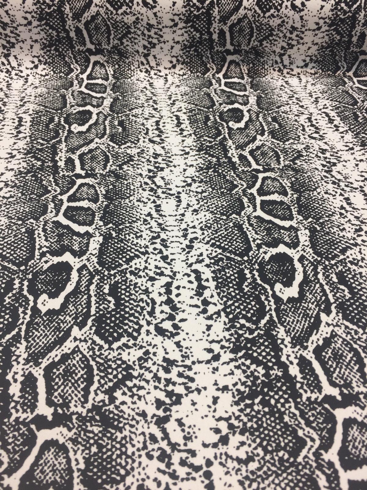 Black White Snake Skin Design Cotton Stretch Fabric - Black/White Snake Skin, 51" Width (1 Yard)