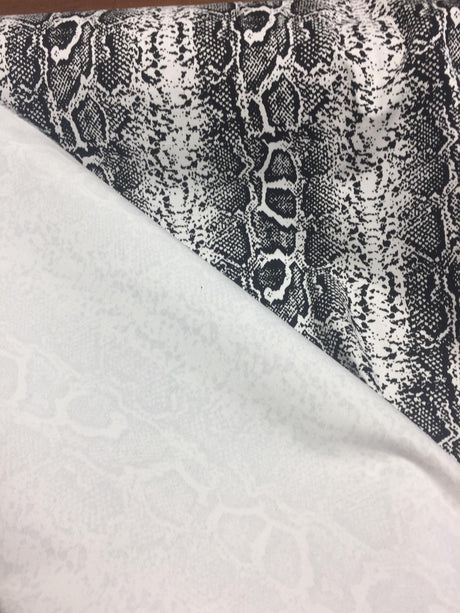 Black White Snake Skin Design Cotton Stretch Fabric - Black/White Snake Skin, 51" Width (1 Yard)