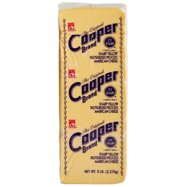 Cooper® Cheese CV 5 lb. Sharp Yellow American Cheese - 6/Case