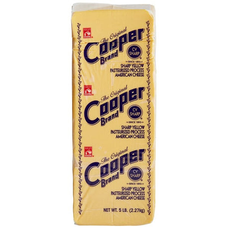 Cooper® Cheese CV 5 lb. Sharp Yellow American Cheese - 6/Case