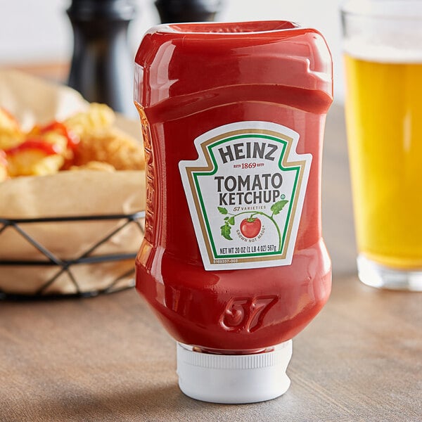 Heinz 20 oz. Upside Down Bottle Ketchup - 30/Case