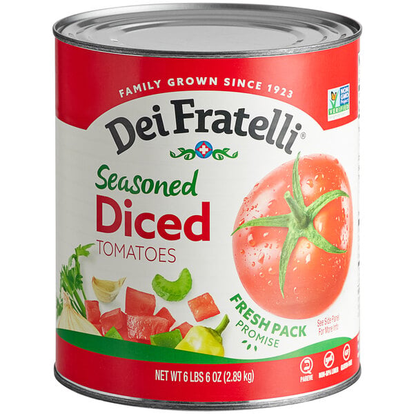 Dei Fratelli #10 Can Seasoned Diced Tomatoes - 6/Case