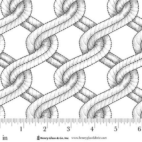 Cotton Quilt Back Fabric White/Black Twisted Rope Stitched Braid 108" Wide