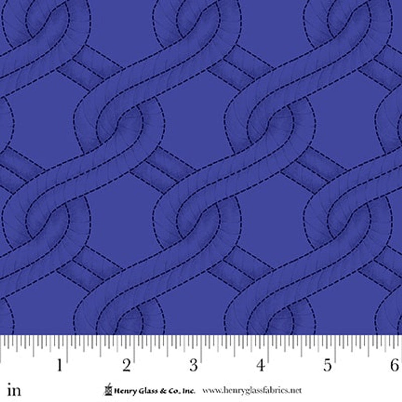 Cotton Quilt Back Fabric Royal Blue Twisted Rope Stitched Braid 108" Wide